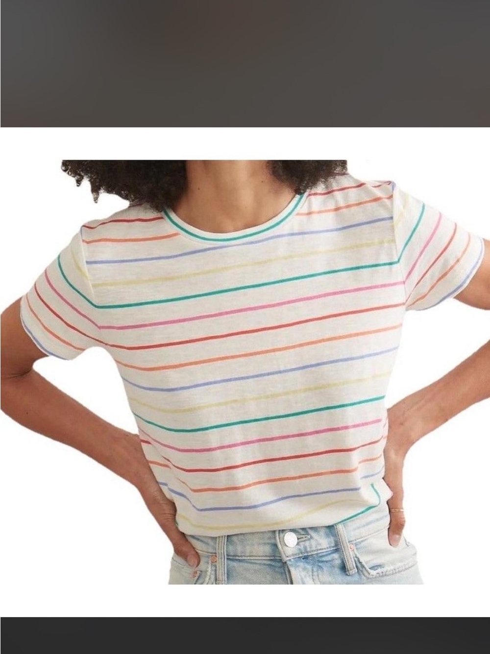Marine Layer Swing Crew Rainbow Striped Tee